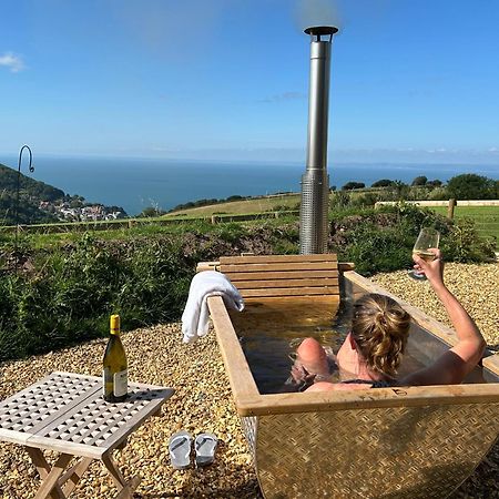 West Lyn Farm B&B And Shepherd Hut Lynton Bagian luar foto